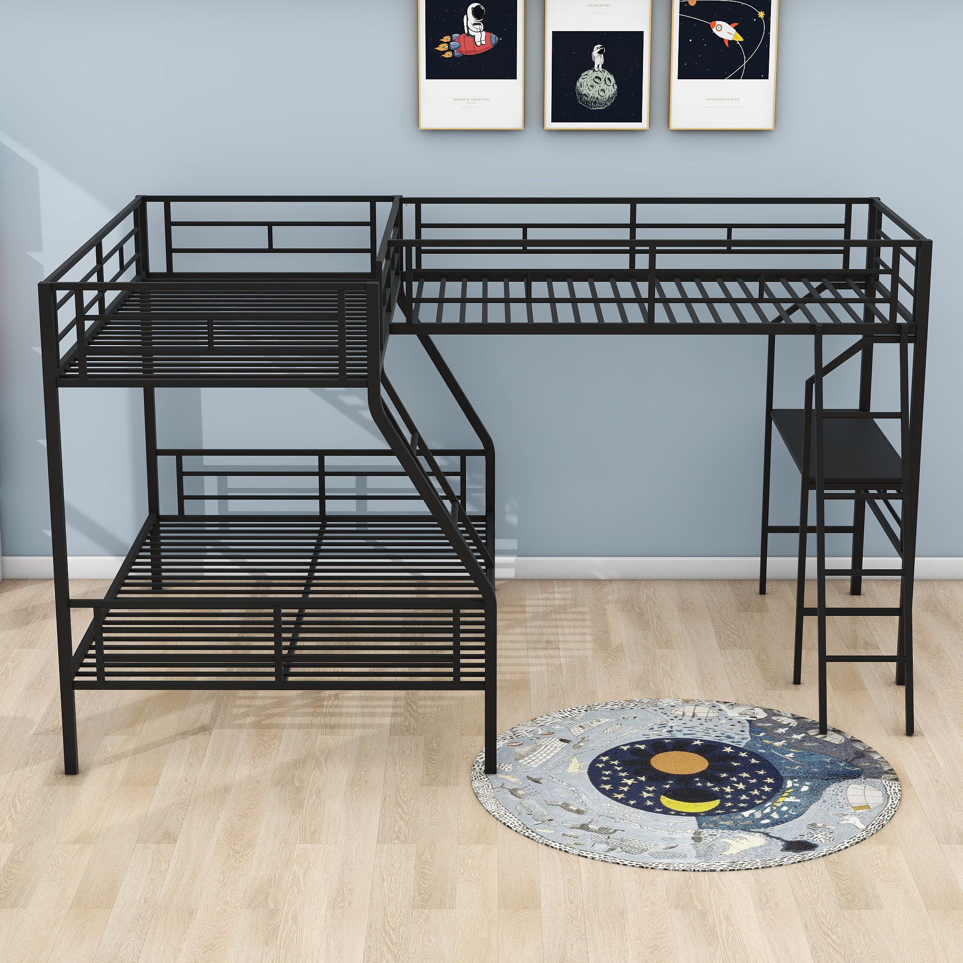 Mason Marbles Zayante Twin Over Full Twin Metal L shaped Bunk Bed with Built in Desk Reviews Wayfair